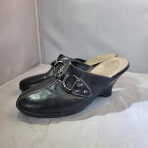 Aerosoles Flexation black clog Womens Shoes Size 10 buckle detail